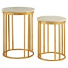 Templar Set of 2 Linear Design Gold Metal and White Marble Side Tables