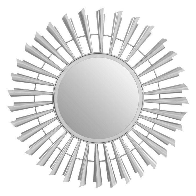 Templar Sunburst Effect Silver Finish Mirrored Glass Wall Mirror Silver Finish Mirrored Glass