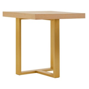 Villi Contemporary Furniture Natural Oak and Gold Metal Side Table