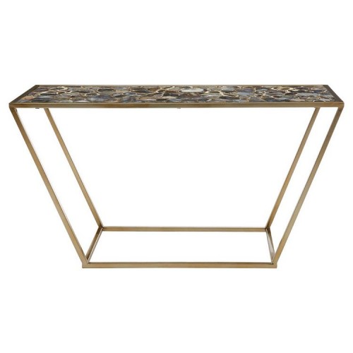 Vita Natural Agate Stone Furniture Console Table With Black Agate Top