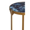 Vizzini Blue Agate and Brass Finish Metal Round Side Table