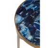 Vizzini Blue Agate and Brass Finish Metal Round Side Table