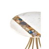 Vizzini White Marble Brass Finish Flowing Iron Legs Agate Side Table