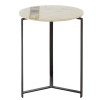 Vizzini White Marble and Black Finish Metal Round Agate Side Table