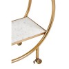 Vizzini White Marble and Brass Finish Metal 2 Tier Bar Serving Trolley