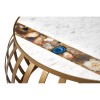 Vizzini White Marble and Brass Finish Metal Round Coffee Table