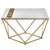 Vizzini White Marble and Brass Finish Metal Square Coffee Table