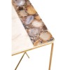 Vizzini White Marble and Brass Finish Metal Square Side Table