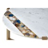 Vizzini White Marble and Brass Iron Metal Agate Round Coffee Table