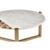 Vizzini White Marble and Brass Iron Metal Agate Round Coffee Table