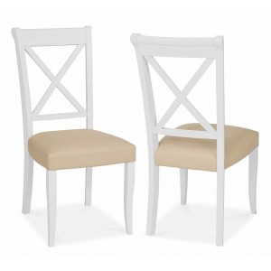 Hampstead Two Tone Painted Furniture Ivory X Back Dining Chair Pair 