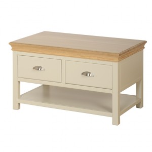 Lundy Painted Oak Furniture Coffee Table with Drawers