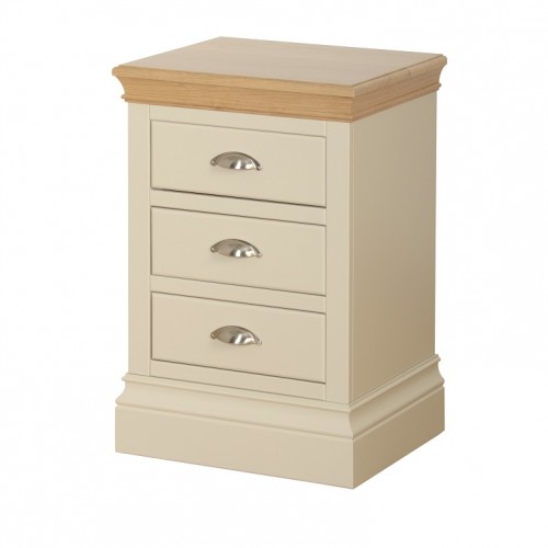 Lundy Painted Oak Furniture 3 Drawer Bedside Cabinet