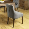 Mayan Walnut Furniture Upholstered Grey Fabric Dining Table Chair Pair- PRE ORDER