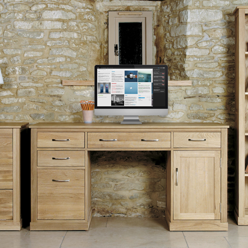 Mobel Oak Furniture Twin Pedestal Computer Desk