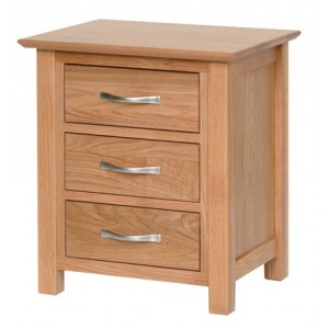 Devonshire New Oak Furniture 3 Drawer Bedside Cabinet
