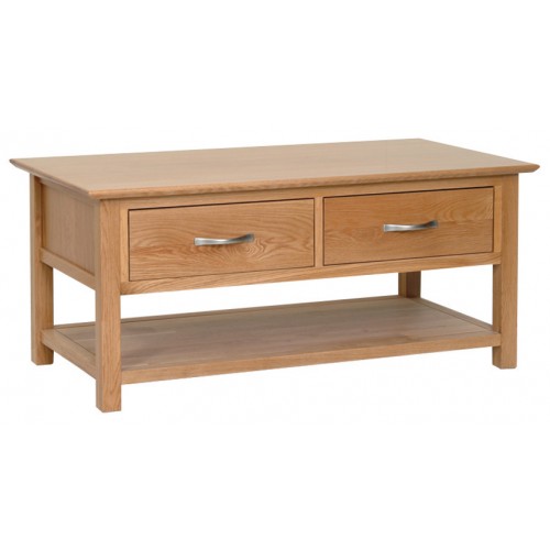 Devonshire New Oak Furniture Coffee Table With Drawers