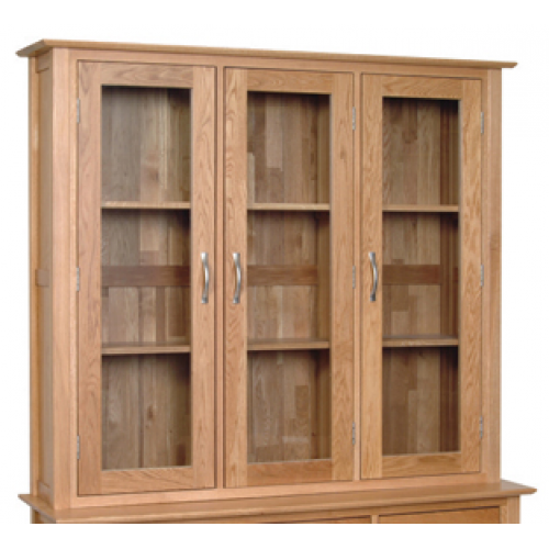 Devonshire New Oak Furniture 4ft 6 Dresser Glass Top