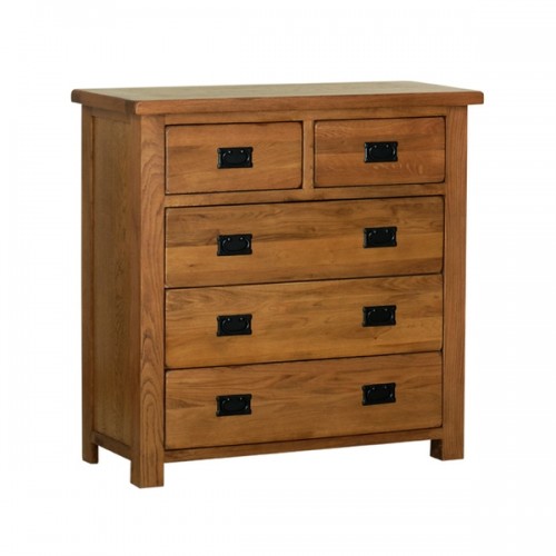 Devonshire Rustic Oak Furniture 2 Over 3 Drawer Chest