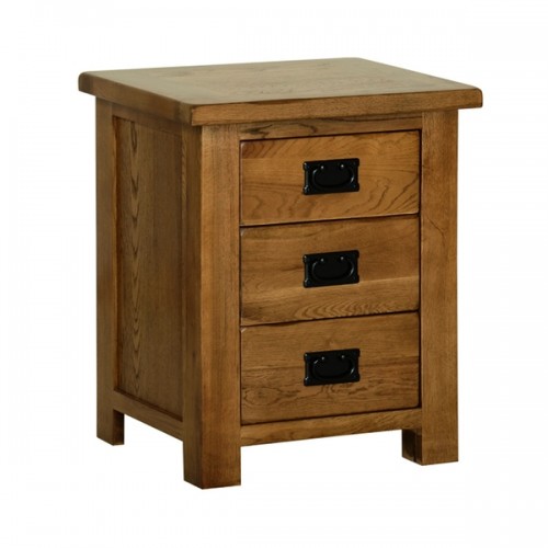 Devonshire Rustic Oak Furniture 3 Drawer Bedside