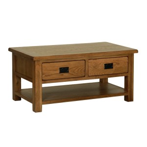 Devonshire Rustic Oak Furniture Coffee Table With Drawers