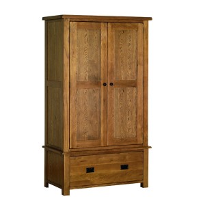 Devonshire Rustic Oak Furniture Gents 1 Drawer Wardrobe