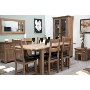 Homestyle Rustic Style Oak Furniture Large Extending Dining Table  