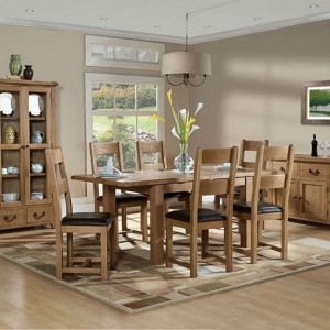 Somerset Rustic Oak Furniture Medium Extending Dining Set