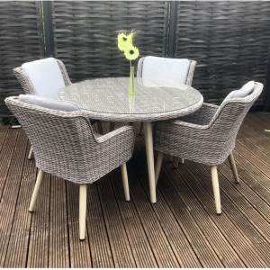 Signature Weave Garden Furniture Danielle Grey Round 120cm Dining Table with 4 Chairs