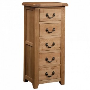 Somerset Rustic Oak Furniture 5 Drawer Wellington Chest