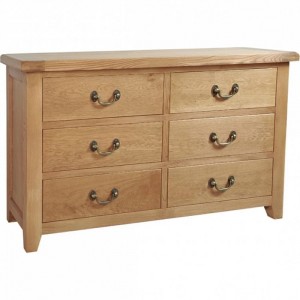 Somerset Rustic Oak Furniture 6 Drawer Wide Chest