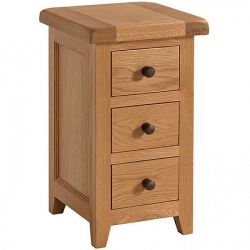 Somerset Rustic Oak Furniture 3 Drawer Compact Bedside Cabinet