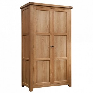 Somerset Rustic Oak Furniture 2 Door Double Wardrobe