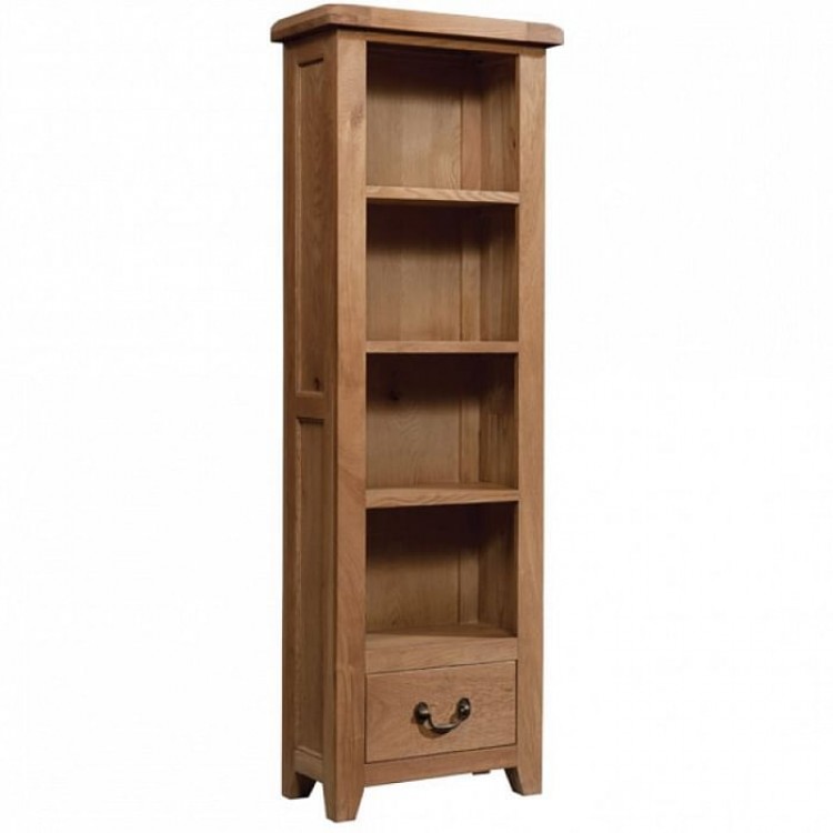 Drawer Bookcase Oak Furniture, Tall Narrow Rustic Bookcase