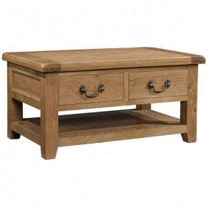 Somerset Rustic Oak Furniture 2 Drawer Coffee Table