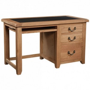 Somerset Rustic Oak Furniture Office Desk with PU Top