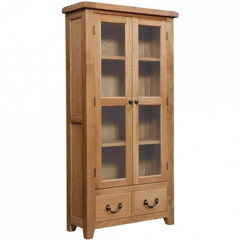 Somerset Rustic Oak Furniture 2 Door Display Cabinet