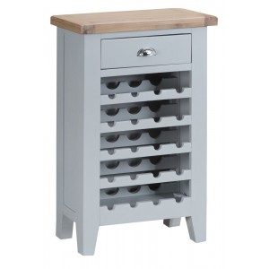 Tenby Grey Painted Furniture Wine Rack with Drawer 