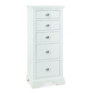 Hampstead White Painted Furniture 5 Drawer Tallboy Chest