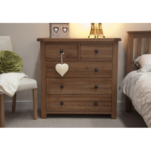 Homestyle Rustic Style Oak Furniture 2 Over 3 Drawer Chest  