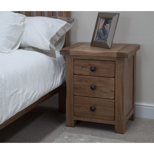 Homestyle Rustic Style Oak Furniture 3 Drawer Bedside Cabinet