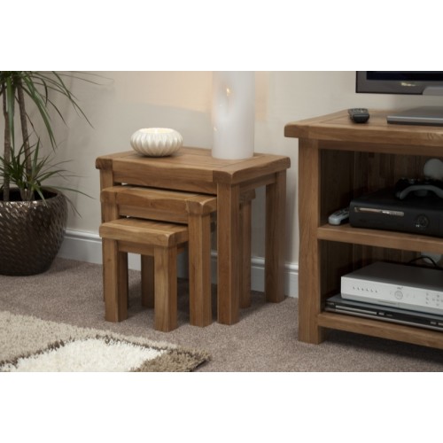 Homestyle Rustic Style Oak Furniture Nest Of Tables