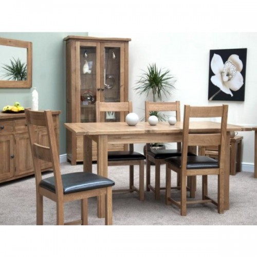 Homestyle Rustic Style Oak Furniture Leather Dining Chair Pair