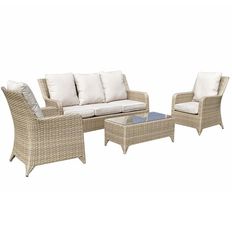 Signature Weave Garden Furniture Sarah Natural 3 Seater Sofa Set