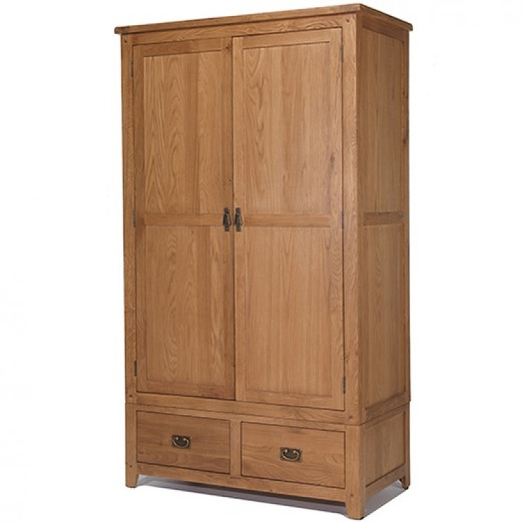 oak colour Auxiliary cupboard 2 door 2 drawer wardrobe with rack 