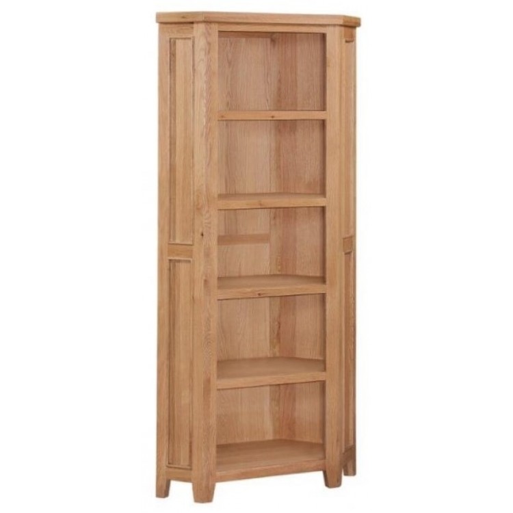 Canterbury Wax Oak Furniture Tall, Tall Slim Corner Bookcase
