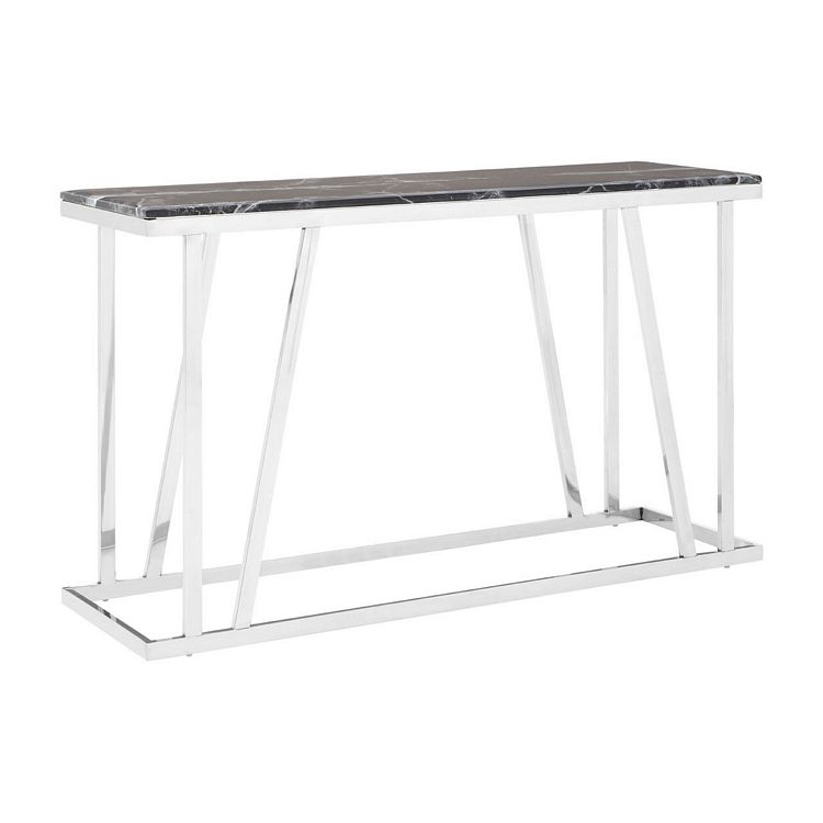 Ackley Chrome Metal Console Table With, Metal Console Table With Marble Top