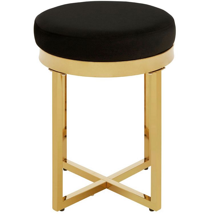 Allure Black Velvet And Gold Finish Metal Stool Fusion Furniture Allure Black Velvet And Gold Finish, Gold Vanity Stool Velvet