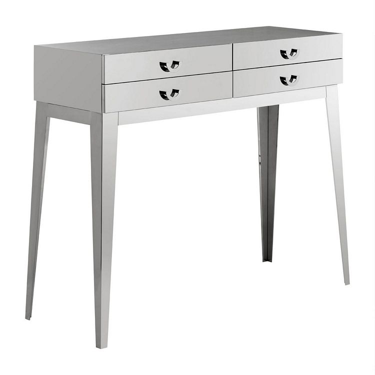 Allure Silver Finish Stainless Steel 4, Stainless Steel Console Table With Drawers