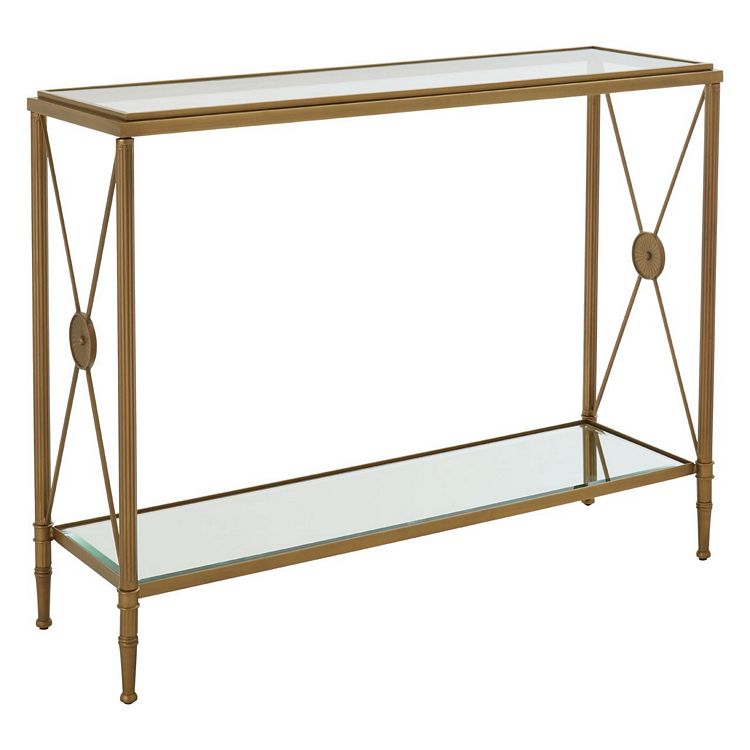 Axis Metal And Mirrored Glass Furniture, Rectangular Mirrored Glass Console Table